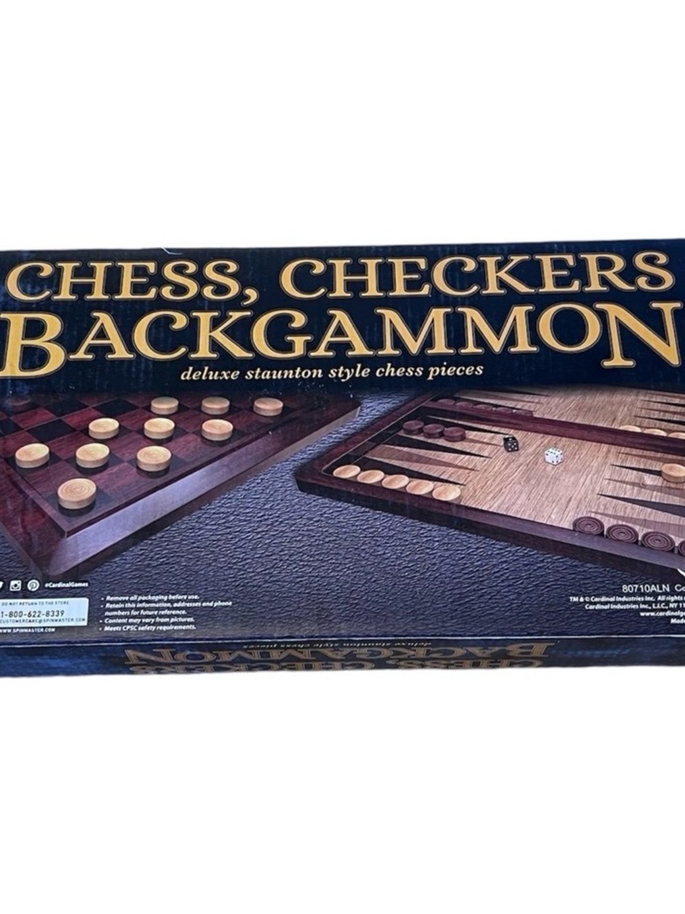 Cardinal Chess, Checkers & Backgammon Set Deluxe Staunton Style Chess Pieces